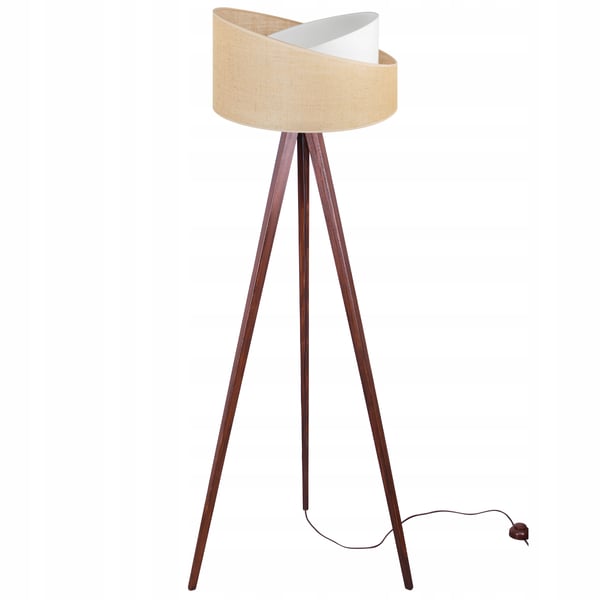 TRIPOD GULVLAMPE MED TRÆSKÆRM I JUTE 45 CM