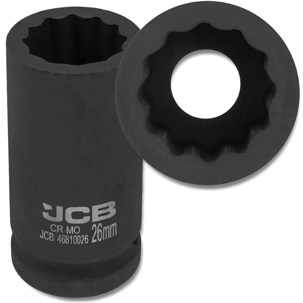 JCB DYB SLAGTOPPENØGLE 3/4" Cr-Mo 12-kantet 26 mm TOPNØGLE