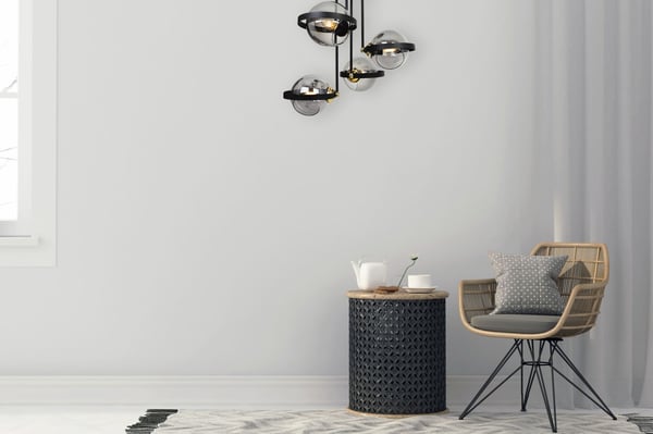 MODERNE GLAS HÆNGELAMPE MED GRAFITRING