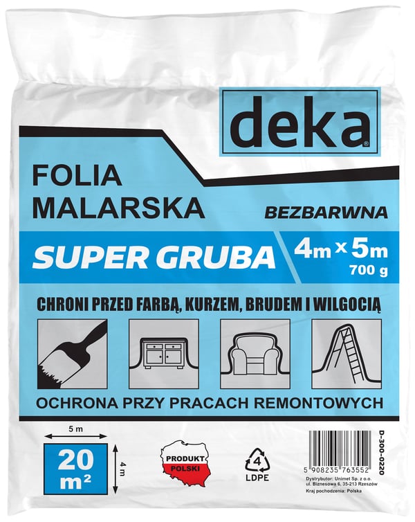 SUPERTYK MALEFOLIE, FARVELØS, 4*5M, 700G - D-300-0220 SUPERTYK MALEFOLIE, FARVELØS, 4*5M, 700G - D-300-0220