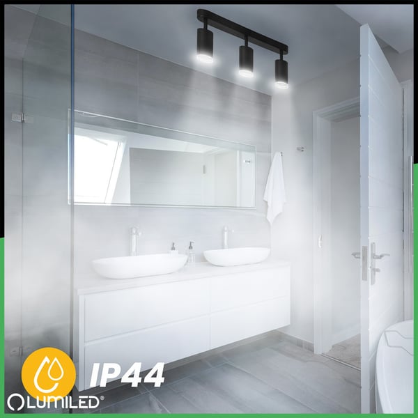 Taklampa reflektor LED-spotlights 3x GU10 IP44 ADERO svart Lumiled