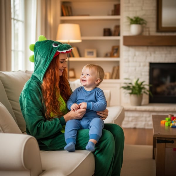 Herrpyjamas i ett stycke med dinosaurie, kigurumi, förklädnad, onesie, dinosaurie-kostym - L