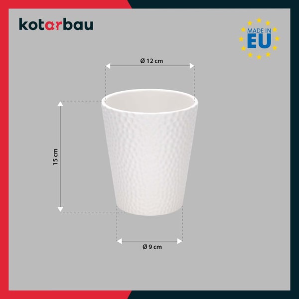 KOTARBAU® Sæt med hvide urtepotter 15 cm med grøn støtte 58 cm til blomster Keramik urtepotte Plastikstøtte til planter Orkidésæt