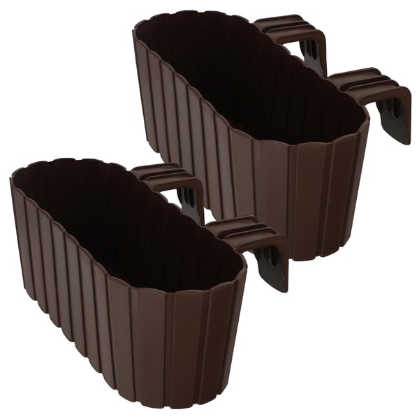 Kotarbau® Parvekelaatikko Kukkaruukku Kaiteeseen Soikea Rustiikkinen Ruskea 400 MM 2 kpl:n setti