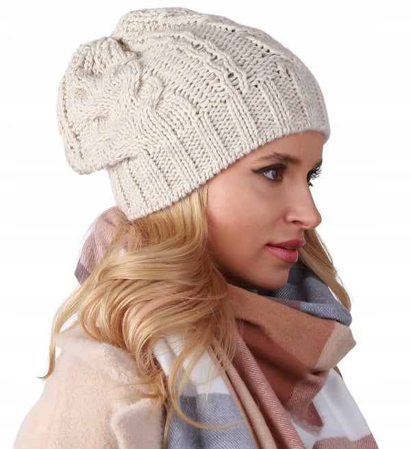 Beige damhatt med tjock väv - A4