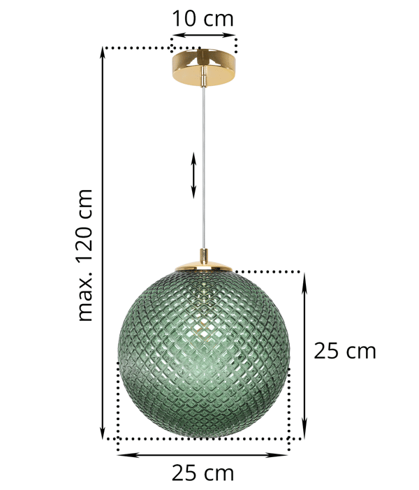 CANNES HÆNGELAMPE 1 FLAD GRØN LAMPESKÆRM 25CM E27