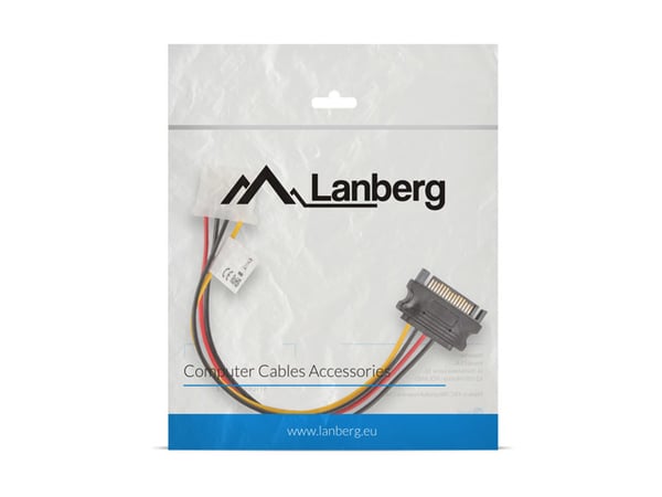 Lanberg SATA-virtalähdekaapeli (M) -> Molex (F) 0,15 m