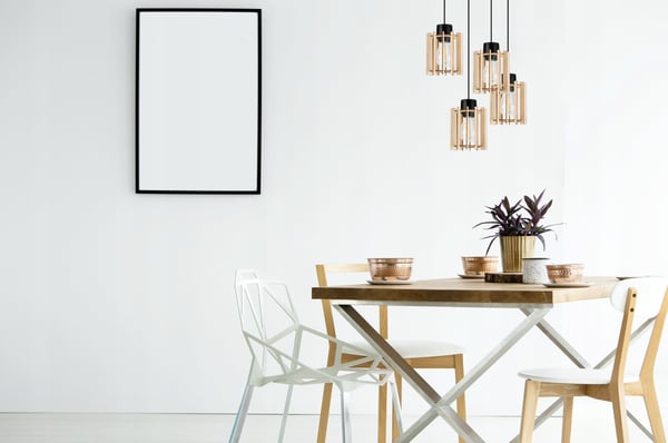 Hængende lampe, loftslysekrone, træ, LED lampeskærm