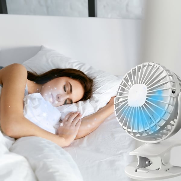 LED-ventilatorklemme stående skrivebord hvid oplyst USB-ventilator