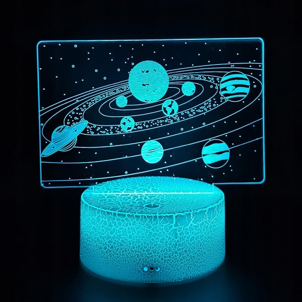 Nattbordslampa för barn Galax Planeter Kosmos 3D 16 LED med fjärrkon­troll