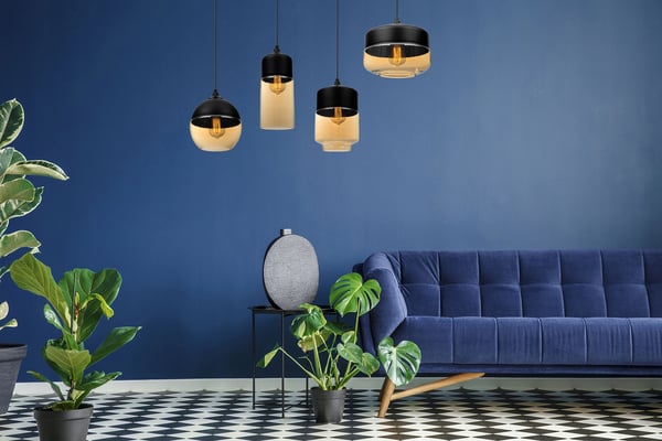 HÆNGENDE LOFTSLAMPE, GLASPLAFON, LED-LAMPE