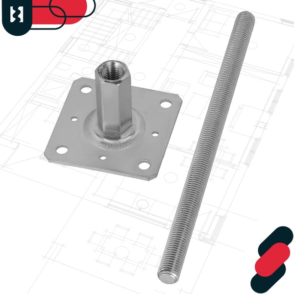 KOTARBAU® lodret justerbart stålstolpankere til paviljonger, markiser og hegn 110 x 330 mm sæt á 2