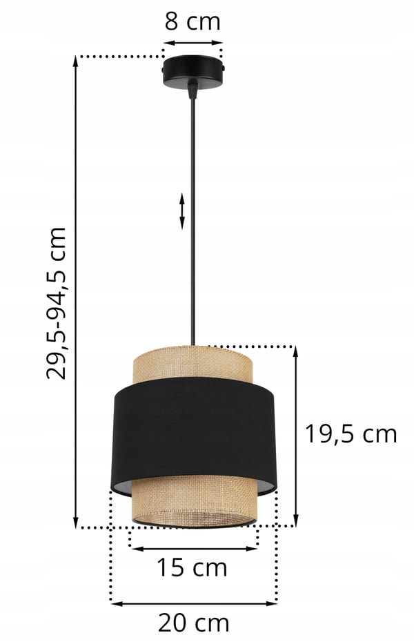 Hængende lampe, loftslysekrone, lampeskærm, boho juta