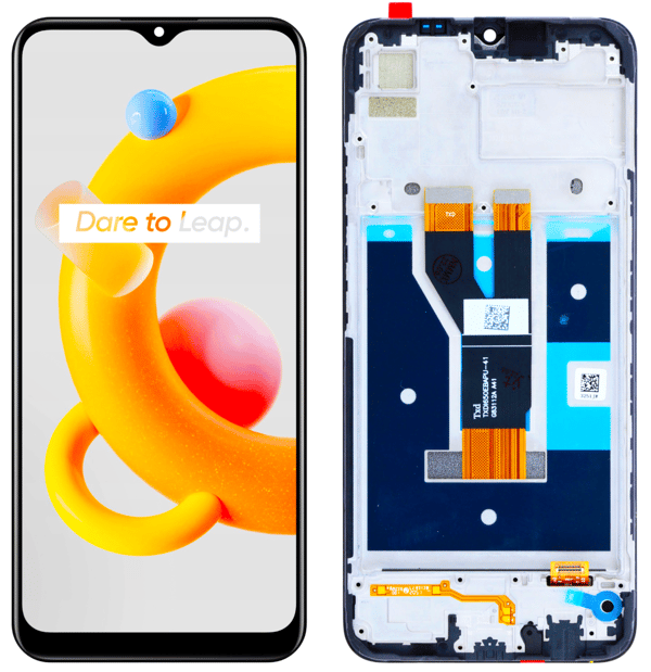 Realme C11 2021 RMX3231 original LCD-skærm og berøringsskærm renoveret sort