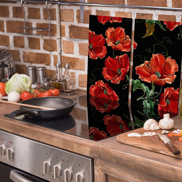 TMK ArtDeko Glas skärbräda 2x 30x52 blommor