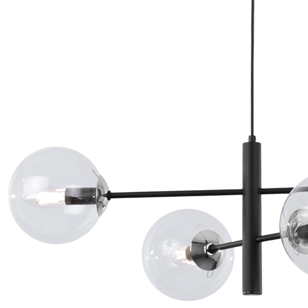 VICENZA HÆNGELAMPE SORT KROM 4 FLAD KLAR LAMPE E14