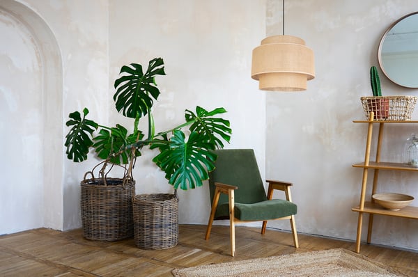 Hængende lampe, loftslysekrone, lampeskærm, boho juta