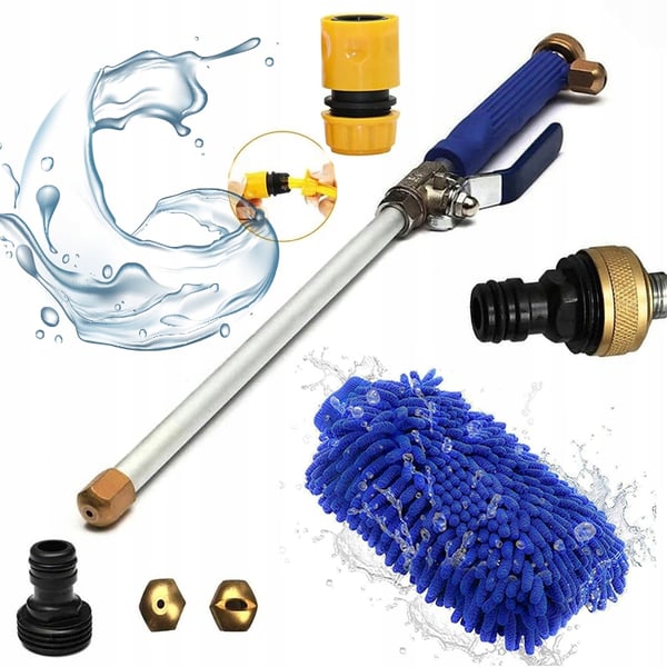 Trycklans för trädgårdsslang 3/4" med adapter, snabbkoppling, svamp och 2 munstycken SET2