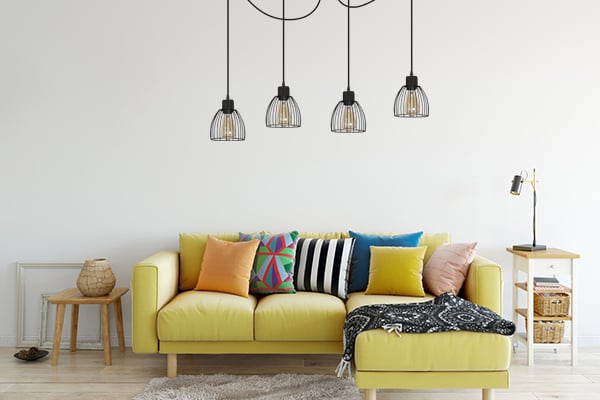 Loft industriel edderkoplampe hængende i forskellige farver