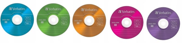 Verbatim 4x 4,7 GB (Slim 5) DVD+RW-skivor i färg