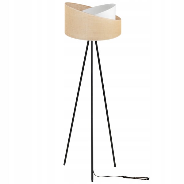 GULVLAMPE MED TRIPOD I METALSKÆRM I JUTE 45 CM