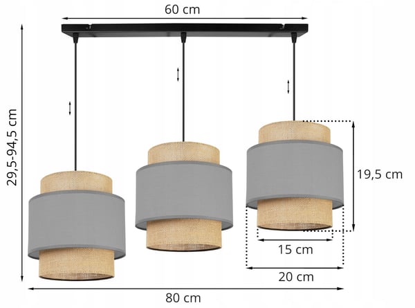 Hængende lampe, loftslysekrone, lampeskærm, boho juta