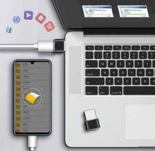 Adapter fra USB-C til USB-A OTG sort