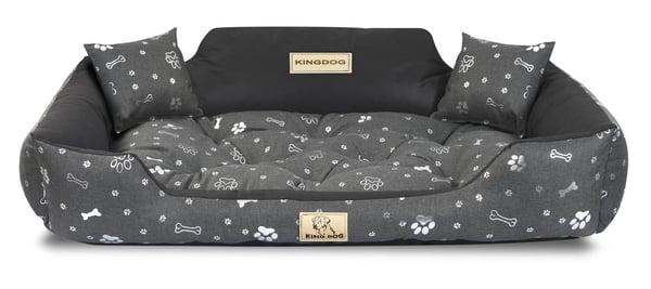Hundeseng kennel KINGDOG 100x75 cm personliggjort vandtæt ben sølv