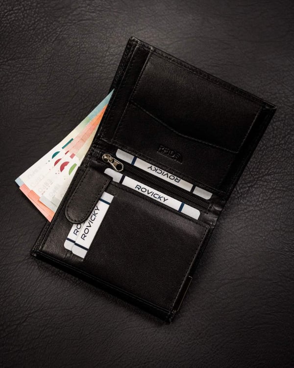 Herrplånbok i läder RM-04-BDF-BL-0027 Svart