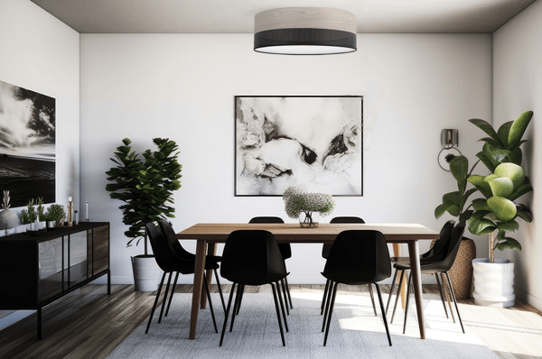 Loftlampe i træplexi, sort, 50 cm, bleget eg