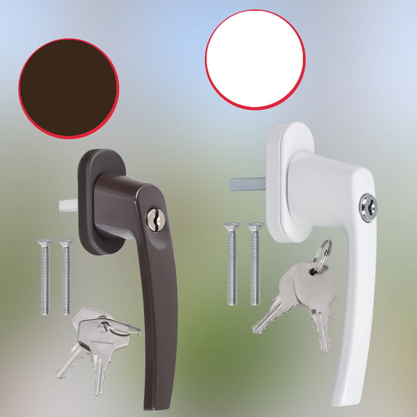 KOTARBAU® 4 st. fönsterhandtag med nyckel brun aluminium pulverlackerad lås 35 mm spindel