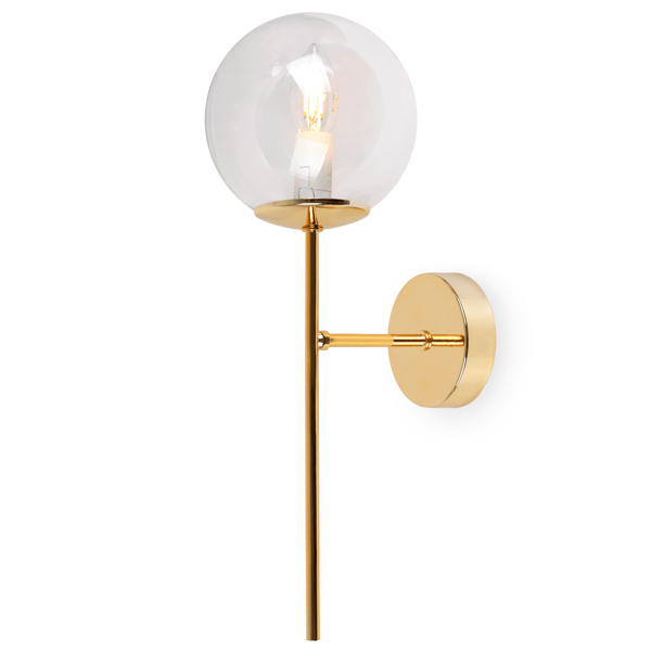 SIENA GULD VÆGLAMPE 1 FLAD KLAR LAMPE E14