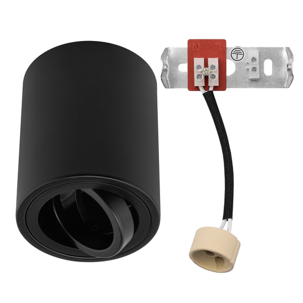 Väggmonterad halogenspot i rörlig tub LUNDO GU10 LUMILED rund svart 80mm