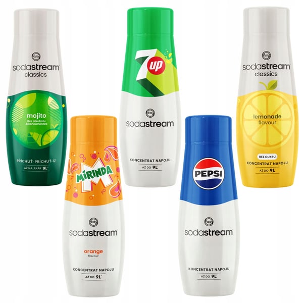 Sodastream Pepsi + Mirinda + 7Up + Limonadi + Mojito -siirapit limsasuihkulähteeseen
