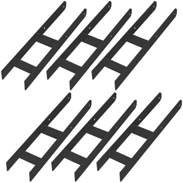 KOTARBAU® H-stolpesokkel til vægmontering, ankere, sort galvaniseret stål, 120 mm, 6-pak