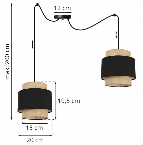 Hængende lampe, loftslysekrone, lampeskærm, boho juta