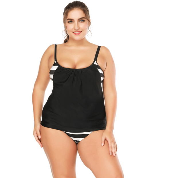 Tankini-dragt plus size badedragt XXL sorte behagelige graviditetstrusser Tankini-dragt plus size badedragt XL sorte behagelige graviditetstrusser