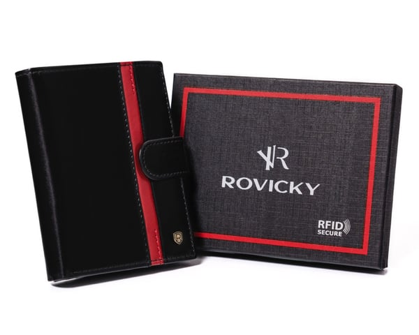 Elegantti miesten nahkalompakko punaisella yksityiskohdalla - Rovicky Elegantti miesten nahkalompakko punaisella yksityiskohdalla - Rovicky