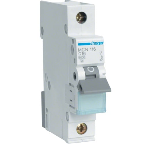 6KA 1-polet overstrømsafbryder C 16A - E+1MCN116E