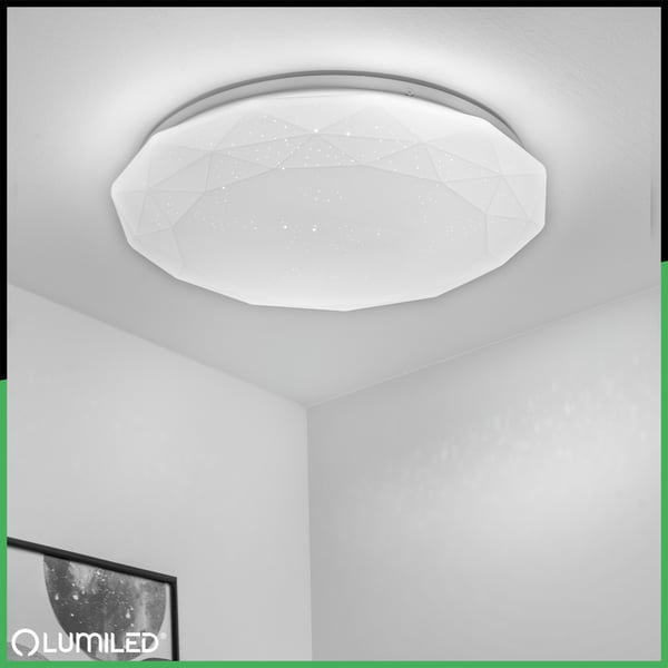 LED-kattovalaisin pinta-asennettava 12W IP44 pyöreä GLORY 2 DIAMOND 26cm LUMILED