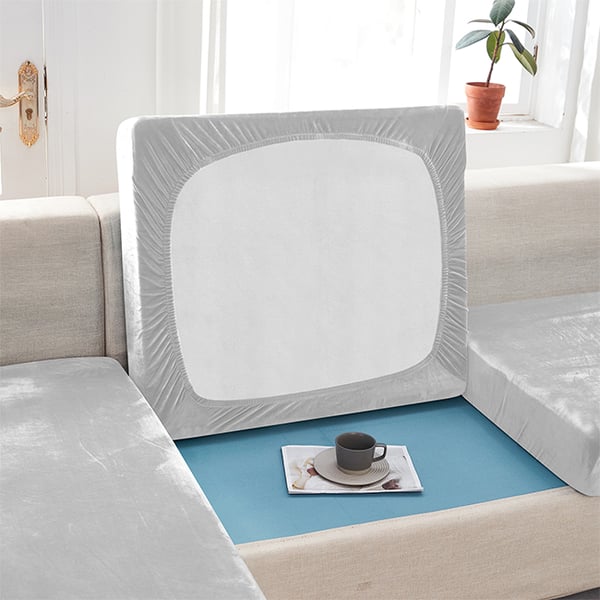 Sohvan istuinpäällinen, samettia, vaaleanharmaa 100-125cm
