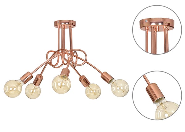 Moderne Edison loft pendellampe kobber 5x60W