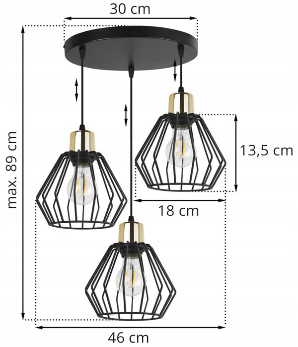 Hængelampe, loftslysekrone, trådskærm, LED