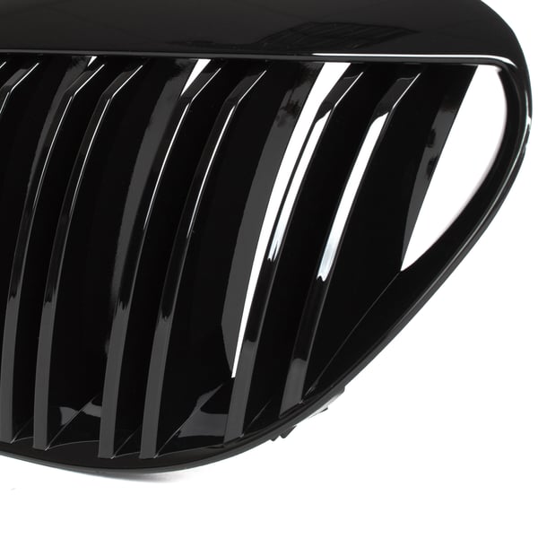 BMW 6 E63 / E64 04-10 gitter mellem forlygterne (nyrerne) venstre + højre sæt SORT GLOSSY DOBBELT BAR