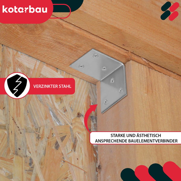 Kotarbau® Kirvesmiehen kulmaliitin ruostumatonta terästä sinkittyä 40 x 40 x 40 mm 50 kpl:n sarja