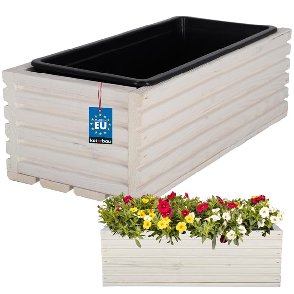 Kotarbau® Kukkaruukkulaatikko Puinen puutarhan istutuslaatikko terassille ja sisäkkeellä Valkoinen 44 x 20 CM
