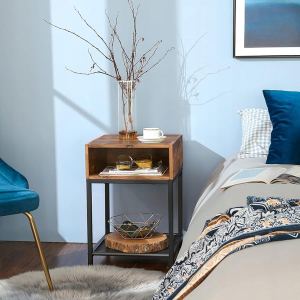 Songmics - Sofabord, Natbord til seng, Sofa, til blomster, 3 hylder, Firkantet