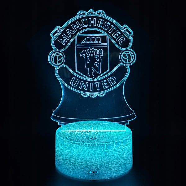 Manchester Uniteds vapensköld nattlampa för barn 16 LED 3D + fjärrkontroll