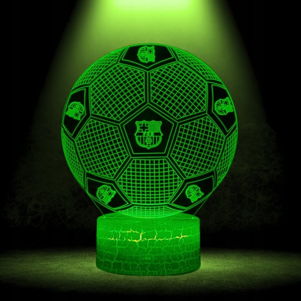 Nattbordslampa för barn FC Barcelonas fotbollsvapensköld 16 LED 3D + fjärrkontroll