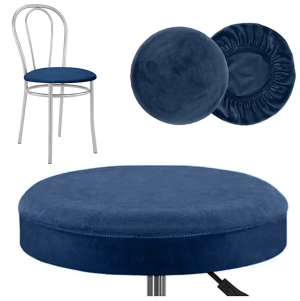 Overdrag til rund stolsits marineblå fløjl Overdrag til rund stolsits marineblå fløjl